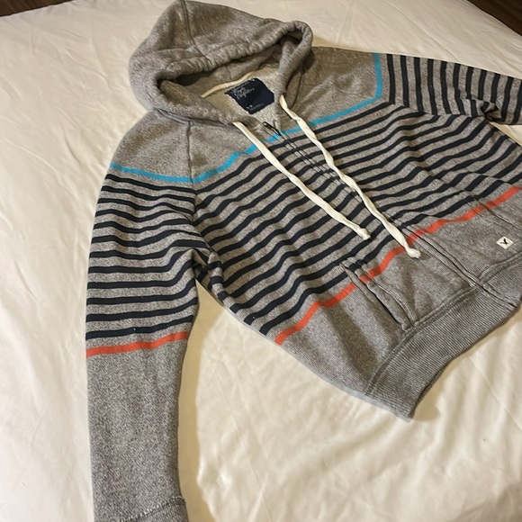 American Eagle Outfitters gray striped hoodie jacket, size small. - Picture 2 of 9